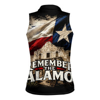 Remember The Alamo Texas Flag Women Sleeveless Polo Shirt Distressed Historical Texan Pride