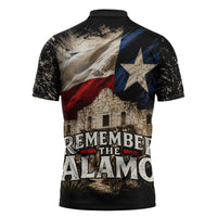 Remember The Alamo Texas Flag Zipper Polo Shirt Distressed Historical Texan Pride