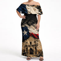Remember The Alamo Texas Off Shoulder Maxi Dress Texan Pride Historical Heritage