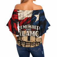 Remember The Alamo Texas Off Shoulder Wrap Waist Top Texan Pride Historical Heritage