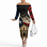 Remember The Alamo Texas Off The Shoulder Long Sleeve Dress Texan Pride Historical Heritage