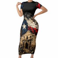 Remember The Alamo Texas Short Sleeve Bodycon Dress Texan Pride Historical Heritage