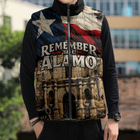Remember The Alamo Texas Sleeveless Puffer Jacket Texan Pride Historical Heritage