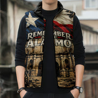 Remember The Alamo Texas Sleeveless Puffer Jacket Texan Pride Historical Heritage