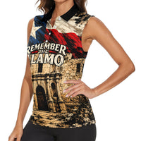 Remember The Alamo Texas Women Sleeveless Polo Shirt Texan Pride Historical Heritage