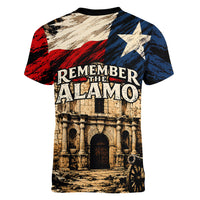 Remember The Alamo Texas Women V-Neck T-Shirt Texan Pride Historical Heritage