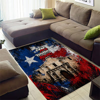 Texas Remember The Alamo Area Rug Distressed Splatter Paint Texan Pride