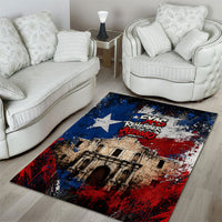 Texas Remember The Alamo Area Rug Distressed Splatter Paint Texan Pride