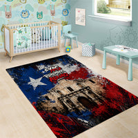 Texas Remember The Alamo Area Rug Distressed Splatter Paint Texan Pride
