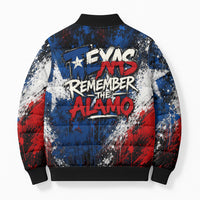 Texas Remember The Alamo Bomber Puffer Jacket Distressed Splatter Paint Texan Pride