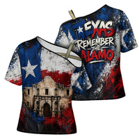 Texas Remember The Alamo Cross Shoulder Shirt Distressed Splatter Paint Texan Pride