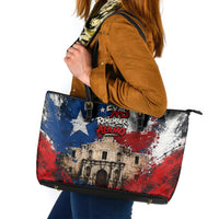 Texas Remember The Alamo Leather Tote Bag Distressed Splatter Paint Texan Pride