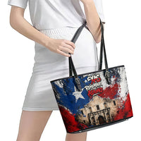 Texas Remember The Alamo Leather Tote Bag Distressed Splatter Paint Texan Pride