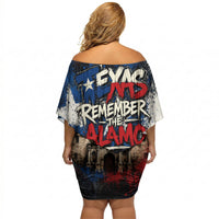 Texas Remember The Alamo Off Shoulder Short Dress Distressed Splatter Paint Texan Pride