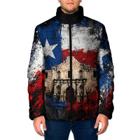 Texas Remember The Alamo Padded Jacket Distressed Splatter Paint Texan Pride