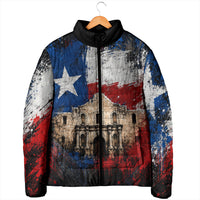 Texas Remember The Alamo Padded Jacket Distressed Splatter Paint Texan Pride