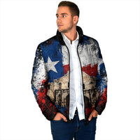 Texas Remember The Alamo Padded Jacket Distressed Splatter Paint Texan Pride
