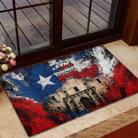 Texas Remember The Alamo Rubber Doormat Distressed Splatter Paint Texan Pride
