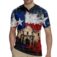 Texas Remember The Alamo Rugby Jersey Distressed Splatter Paint Texan Pride