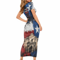 Texas Remember The Alamo Short Sleeve Bodycon Dress Distressed Splatter Paint Texan Pride