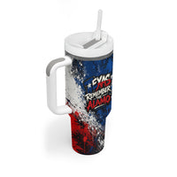 Texas Remember The Alamo Tumbler With Handle Distressed Splatter Paint Texan Pride
