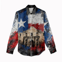 Texas Remember The Alamo Women Casual Shirt Distressed Splatter Paint Texan Pride