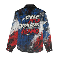Texas Remember The Alamo Women Casual Shirt Distressed Splatter Paint Texan Pride
