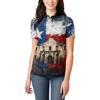 Texas Remember The Alamo Women Polo Shirt Distressed Splatter Paint Texan Pride
