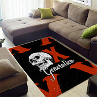 Generation X Skull Area Rug Retro Distressed Grunge Edgy Nostalgia