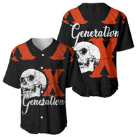Generation X Skull Baseball Jersey Retro Distressed Grunge Edgy Nostalgia