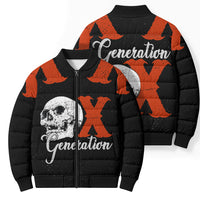 Generation X Skull Bomber Puffer Jacket Retro Distressed Grunge Edgy Nostalgia