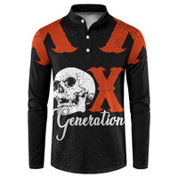 Generation X Skull Button Sweatshirt Retro Distressed Grunge Edgy Nostalgia