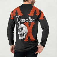 Generation X Skull Button Sweatshirt Retro Distressed Grunge Edgy Nostalgia