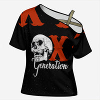 Generation X Skull Cross Shoulder Shirt Retro Distressed Grunge Edgy Nostalgia