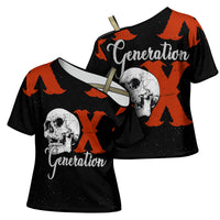 Generation X Skull Cross Shoulder Shirt Retro Distressed Grunge Edgy Nostalgia