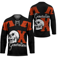 Generation X Skull Hockey Jersey Retro Distressed Grunge Edgy Nostalgia