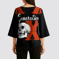 Generation X Skull Kimono Sleeve Blouse Retro Distressed Grunge Edgy Nostalgia