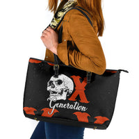 Generation X Skull Leather Tote Bag Retro Distressed Grunge Edgy Nostalgia