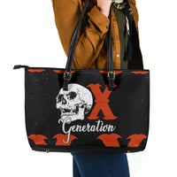 Generation X Skull Leather Tote Bag Retro Distressed Grunge Edgy Nostalgia
