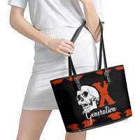 Generation X Skull Leather Tote Bag Retro Distressed Grunge Edgy Nostalgia