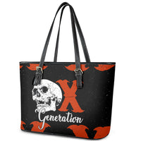 Generation X Skull Leather Tote Bag Retro Distressed Grunge Edgy Nostalgia