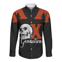 Generation X Skull Long Sleeve Button Shirt Retro Distressed Grunge Edgy Nostalgia