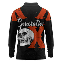 Generation X Skull Long Sleeve Polo Shirt Retro Distressed Grunge Edgy Nostalgia