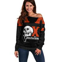 Generation X Skull Off Shoulder Sweater Retro Distressed Grunge Edgy Nostalgia