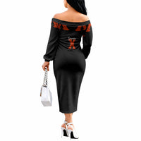 Generation X Skull Off The Shoulder Long Sleeve Dress Retro Distressed Grunge Edgy Nostalgia