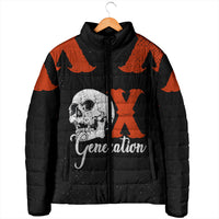 Generation X Skull Padded Jacket Retro Distressed Grunge Edgy Nostalgia