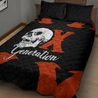 Generation X Skull Quilt Bed Set Retro Distressed Grunge Edgy Nostalgia