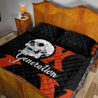 Generation X Skull Quilt Bed Set Retro Distressed Grunge Edgy Nostalgia