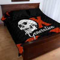 Generation X Skull Quilt Bed Set Retro Distressed Grunge Edgy Nostalgia