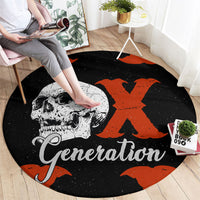 Generation X Skull Round Carpet Retro Distressed Grunge Edgy Nostalgia